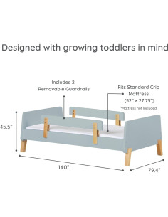 Cama Montessori para Niños Muse Azul con Barandillas 2