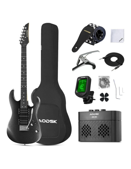 Guitarra Eléctrica AODSK AX70A-BK 39" Completa con Amplificador