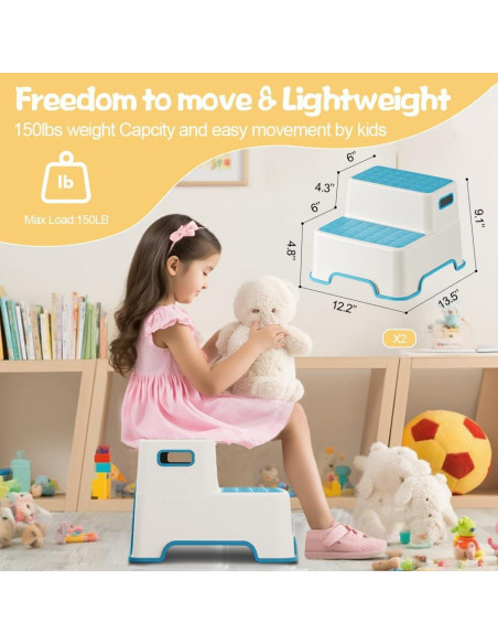 Escalón para Niños ZLMHYYM Antideslizante 2 Niveles Azul