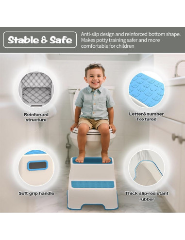 Escalón para Niños ZLMHYYM Antideslizante 2 Niveles Azul