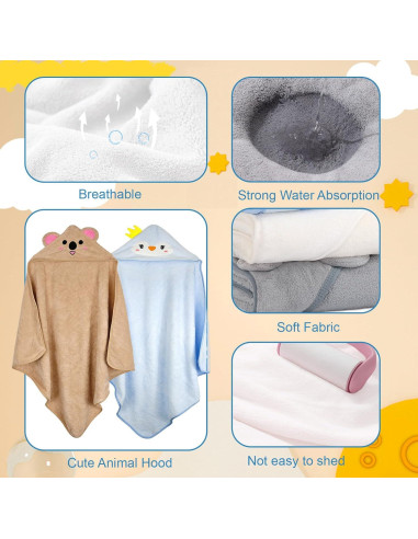 Toallas de Baño con Capucha Etokdos 80x80 cm 2 Piezas