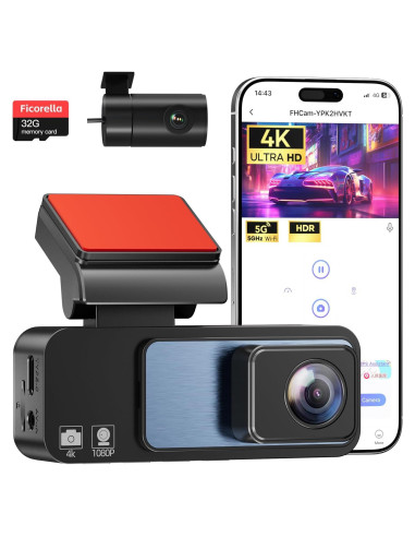 Cámara Dash 4K Delantera y Trasera Ficorella FC70 Inalámbrica