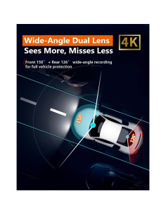Cámara Dash 4K Delantera y Trasera Ficorella FC70 Inalámbrica 2