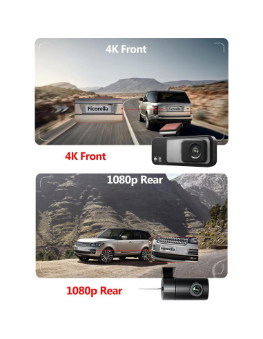 Cámara Dash 4K Delantera y Trasera Ficorella FC70 Inalámbrica