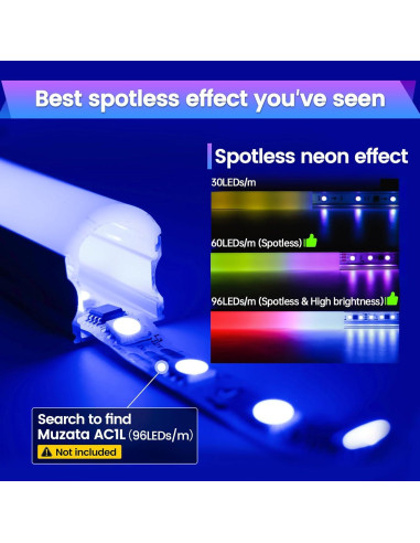 Canal LED Muzata U108 1M 6Pack Cubierta Blanca Lechosa