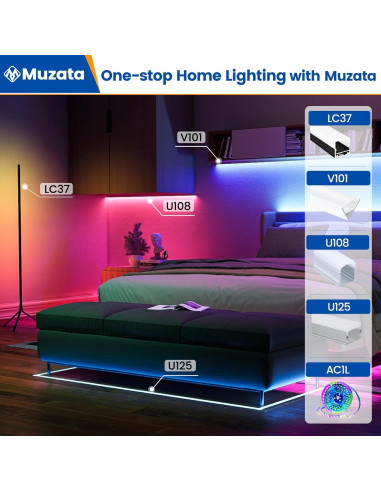 Canal LED Muzata U108 1M 6Pack Cubierta Blanca Lechosa