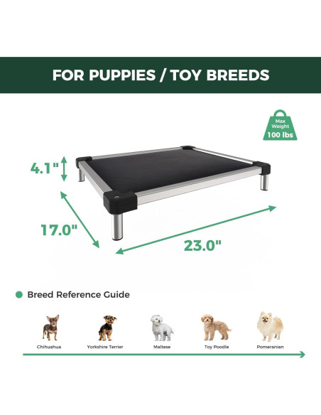Cama Elevada para Perros FXW TitanNest Negra 58.4x43.2 cm