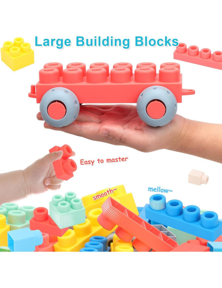 Bloques de Construcción Suave Couomoxa 50 PCS para Niños 6-36 Meses Bloques de Construcción Suave Couomoxa 50 PCS para Niños 6-36 Meses