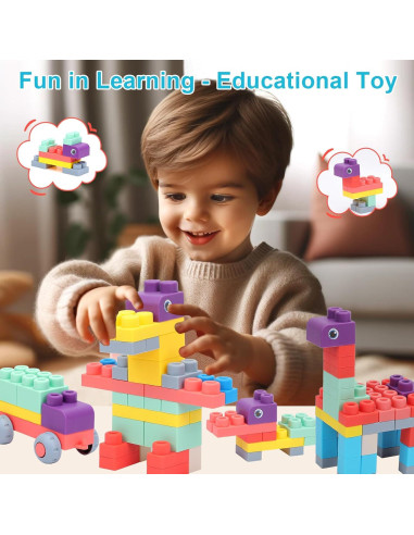 Bloques de Construcción Suave Couomoxa 50 PCS para Niños 6-36 Meses