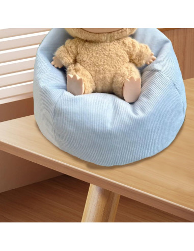 Sofá Miniatura Azul para Muñecas Labubu 15cm con Cojines