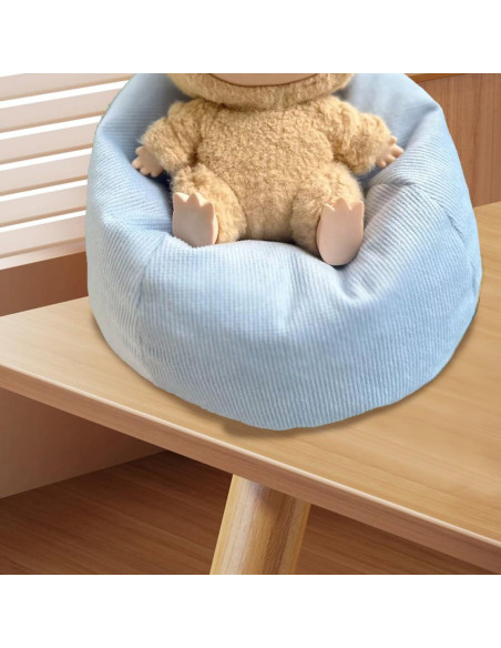 Sofá Miniatura Azul para Muñecas Labubu 15cm con Cojines