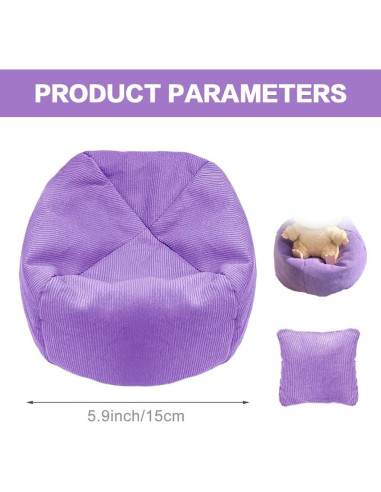 Sofá Miniatura Azul para Muñecas Labubu 15cm con Cojines