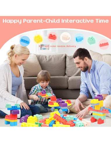 Bloques de Construcción Suave Couomoxa 50 PCS para Niños 6-36 Meses