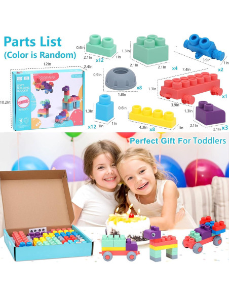Bloques de Construcción Suave Couomoxa 50 PCS para Niños 6-36 Meses Bloques de Construcción Suave Couomoxa 50 PCS para Niños 6-36 Meses