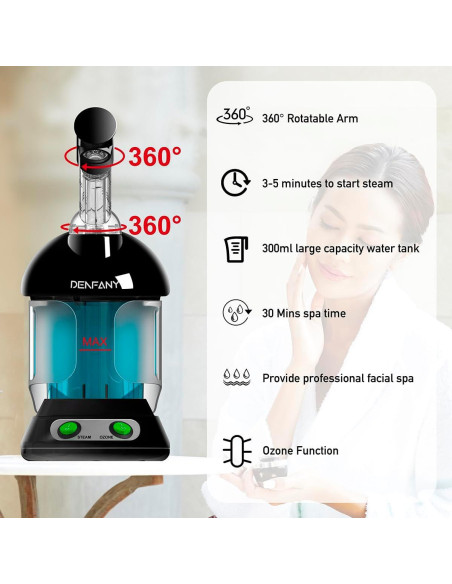 Vaporizador Facial DENFANY Nano Iónico con Brazo Extensible 360