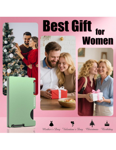 Billetera delgada HIESGIE para mujeres con bloqueo RFID verde