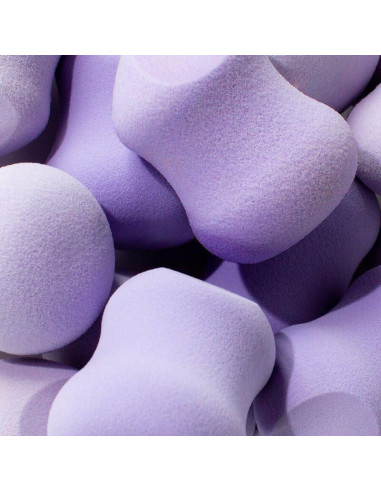 Esponja de Maquillaje FLOWER Belleza 3-en-1 Morado - Contorno, Corrector y Base