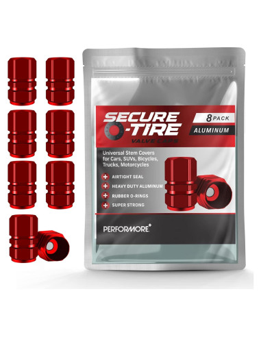 Tapas de Válvula de Neumático Performore 8 Pcs Rojo Universal