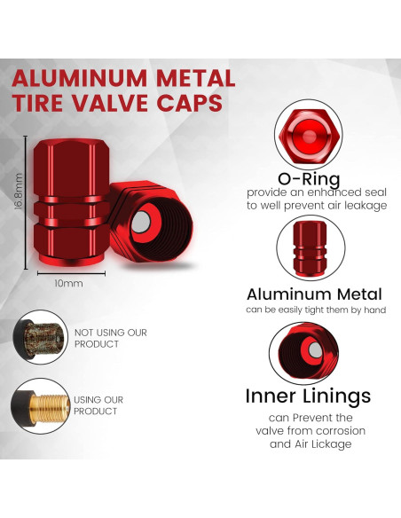 Tapas de Válvula de Neumático Performore 8 Pcs Rojo Universal