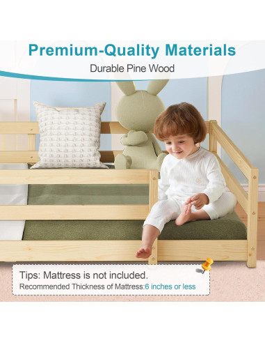 Cama Montessori Completa Lyngins Natural sin Puertas