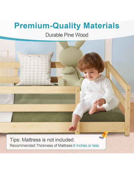 Cama Montessori Completa Lyngins Natural sin Puertas