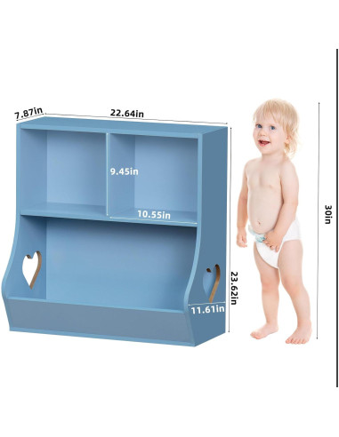 Estantería Organizador de Libros Lerliuo 60 cm Azul 3 Niveles