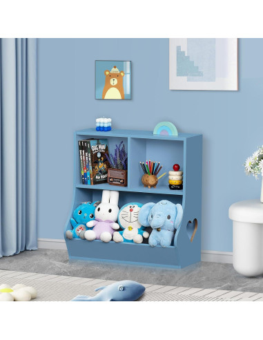 Estantería Organizador de Libros Lerliuo 60 cm Azul 3 Niveles