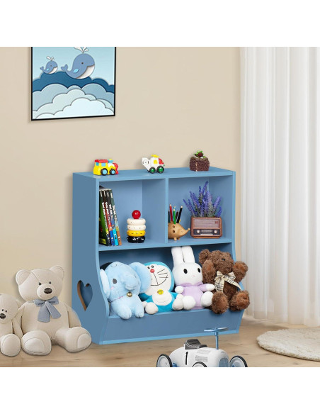 Estantería Organizador de Libros Lerliuo 60 cm Azul 3 Niveles