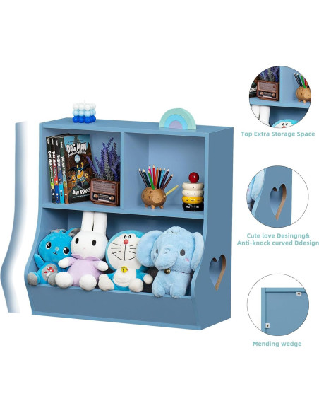 Estantería Organizador de Libros Lerliuo 60 cm Azul 3 Niveles