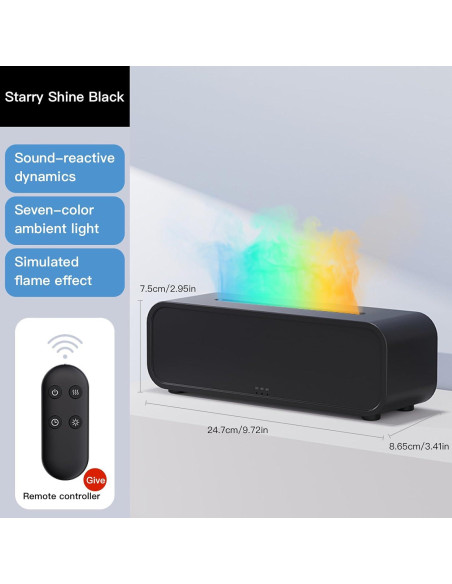 Difusor de Aromaterapia Genérico 250ml con Llama Sonido Negro