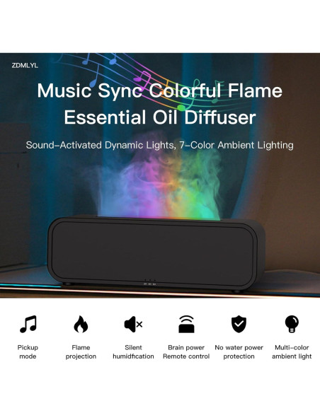 Difusor de Aromaterapia Genérico 250ml con Llama Sonido Negro