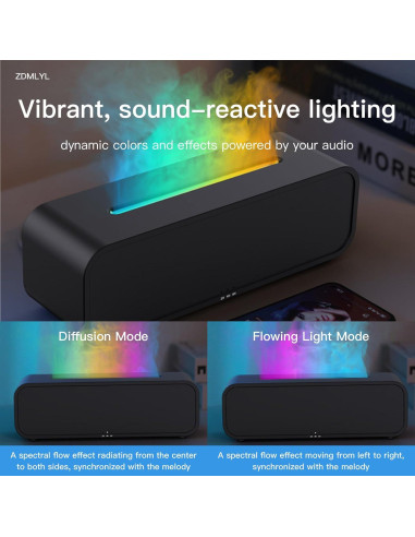 Difusor de Aromaterapia Genérico 250ml con Llama Sonido Negro