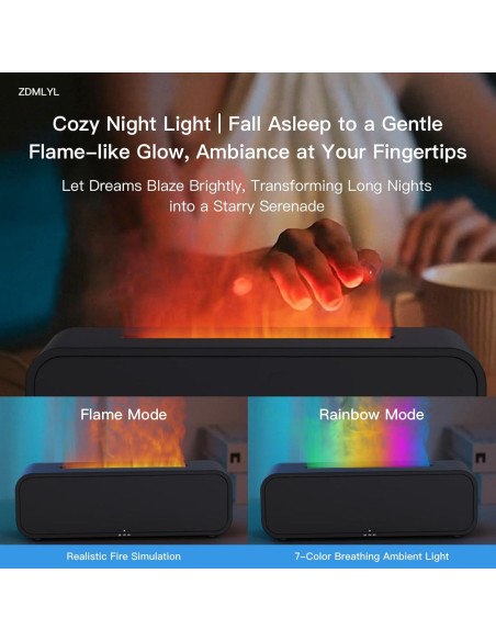 Difusor de Aromaterapia Genérico 250ml con Llama Sonido Negro