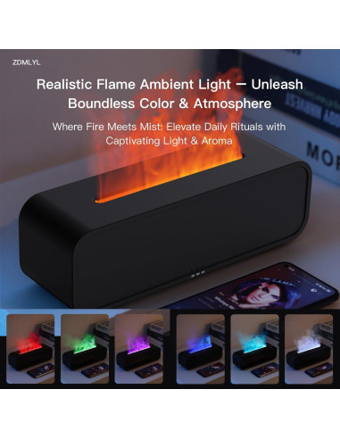 Difusor de Aromaterapia Genérico 250ml con Llama Sonido Negro