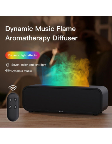 Difusor de Aromaterapia Genérico 250ml con Llama Sonido Negro