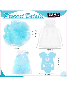 24 Recuerdos Baby Shower Funnymoom Esponjas Ducha Azules 2