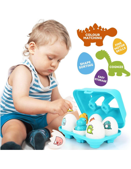 Juguete Educativo Sensorial de Huevo Dino FIVEDAOGANG - 6 Piezas