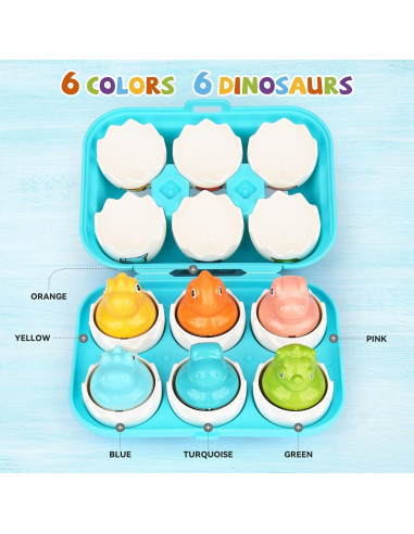 Juguete Educativo Sensorial de Huevo Dino FIVEDAOGANG - 6 Piezas