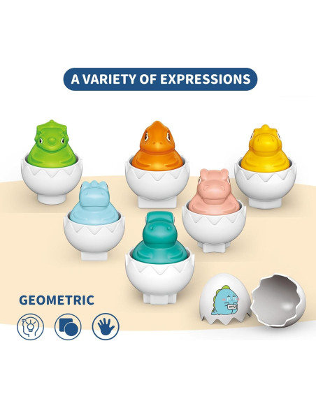 Juguete Educativo Sensorial de Huevo Dino FIVEDAOGANG - 6 Piezas