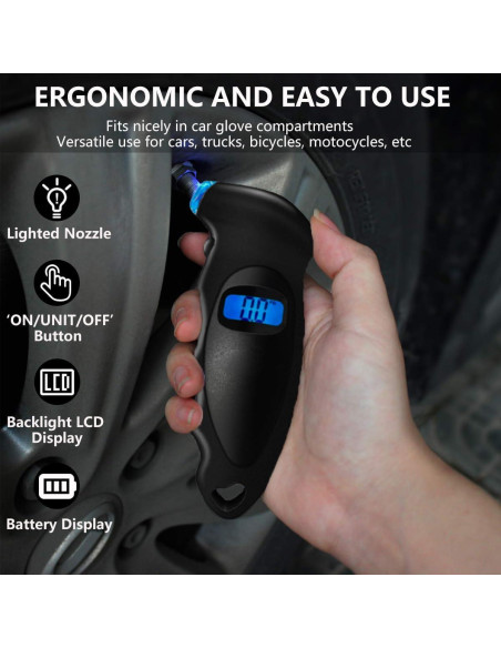 Medidor Digital de Presión de Neumáticos Kewucn 10.34 bar