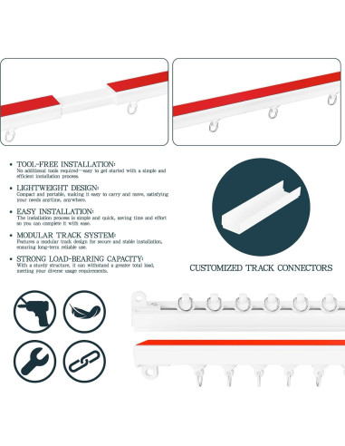 Riel de Cortina Adhesivo Gonnrly 1.66M Blanco Sin Perforar