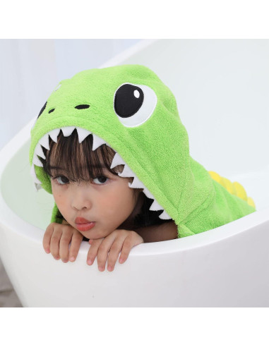 Toalla de Baño con Capucha LPLSROAD Dinosaurio Verde 70x140 cm