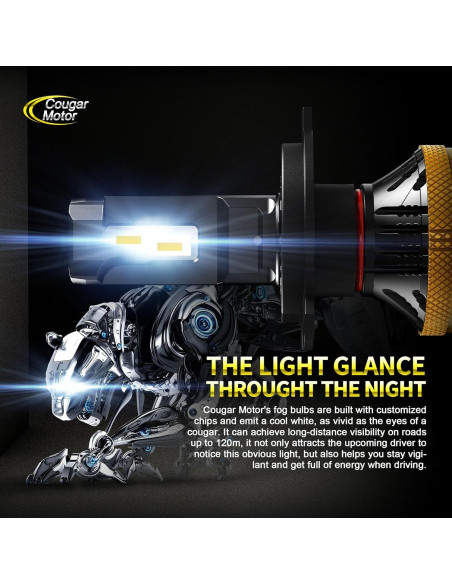 Bombillas de luz de niebla Cougar Motor H4 9003 6500K - Paquete de 2
