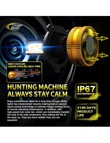 Bombillas de luz de niebla Cougar Motor H4 9003 6500K - Paquete de 2
