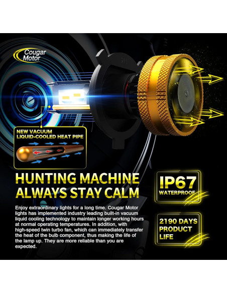 Bombillas de luz de niebla Cougar Motor H4 9003 6500K - Paquete de 2