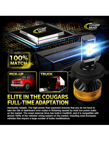 Bombillas de luz de niebla Cougar Motor H4 9003 6500K - Paquete de 2