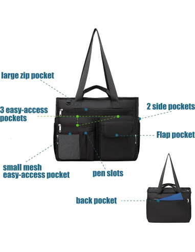 Bolsa Tote de Enfermera Gatycallaty Negra 43.94x32.26cm