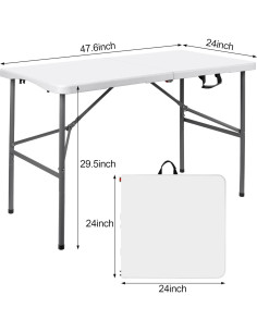 Mesa Plegable WGCTEK 1.22 m Blanca para Camping y Eventos 2