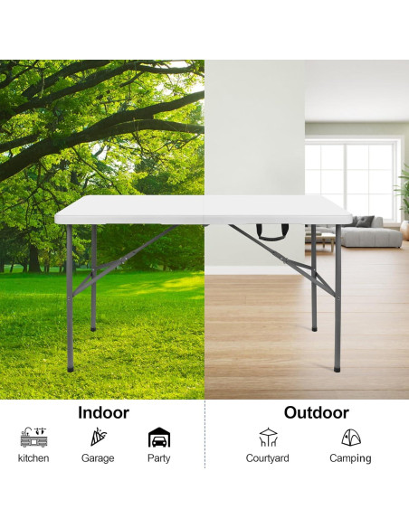 Mesa Plegable WGCTEK 1.22 m Blanca para Camping y Eventos