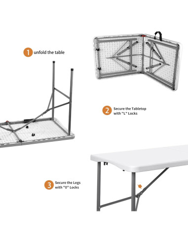 Mesa Plegable WGCTEK 1.22 m Blanca para Camping y Eventos